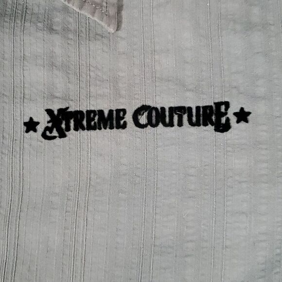 Xtreme Couture Affliction Button‎ Down Long Sleeve Velvet Cross Wings Crown 2XL - Picture 5 of 8